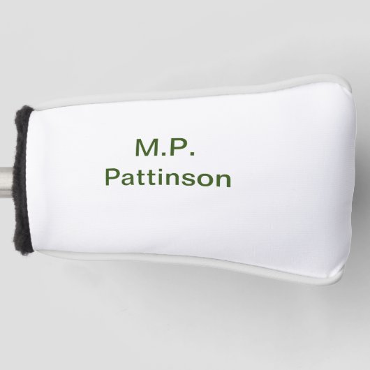 Eenvoudige minimale groene add jouw tekst name fot golfheadcover (Voorkant)