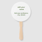 Eenvoudige minimale groene add jouw tekst name fot handwaaier (Achterkant)