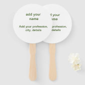 Eenvoudige minimale groene add jouw tekst name fot handwaaier (Voorkant en achterkant)