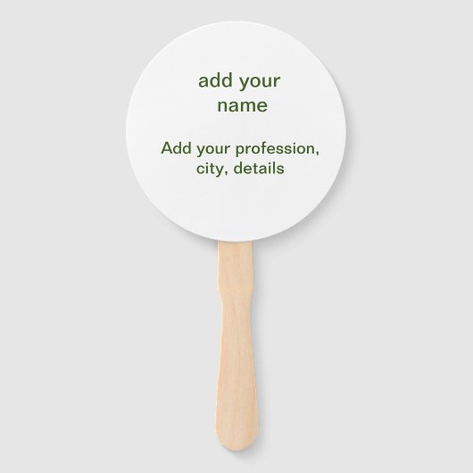 Eenvoudige minimale groene add jouw tekst name fot handwaaier (Voorkant)