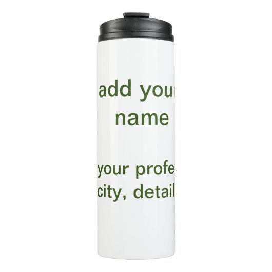 Eenvoudige minimale groene add jouw tekst name fot thermosbeker (Voorkant)