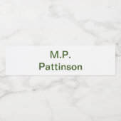 Eenvoudige minimale groene add jouw tekst name fot waterfles etiket (Enkel label)