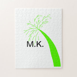 Eenvoudige minimale groene kokosnoot boom monogram legpuzzel