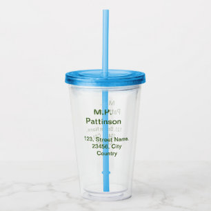 Eenvoudige minimale groene voeg uw tekst naam foto acryl drinkbeker