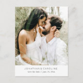 Eenvoudige minimale grote fotobruiloft bespaart de briefkaart (Voorkant)