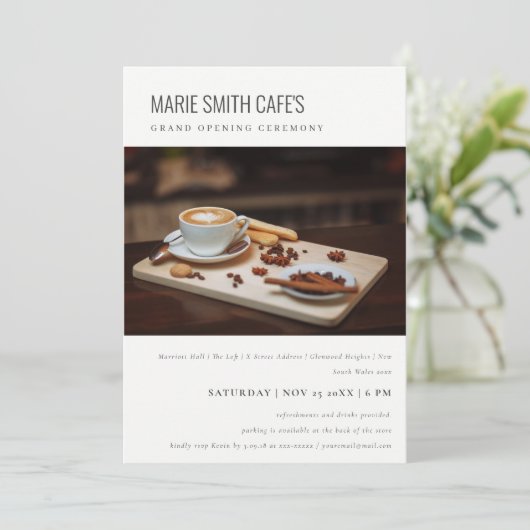 Eenvoudige minimale Grote Openingsuitnodiging voor Bedankkaart (Staand voorkant)