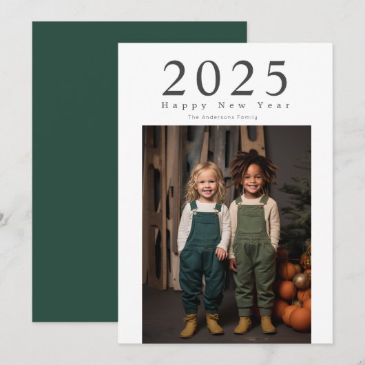 Eenvoudige minimale Happy New Year Card Feestdagenkaart (Voorkant / Achterkant)