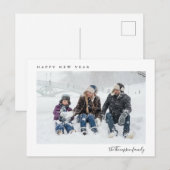 Eenvoudige, minimale, Happy Nieuwjaarsfoto Briefkaart (Voorkant / Achterkant)