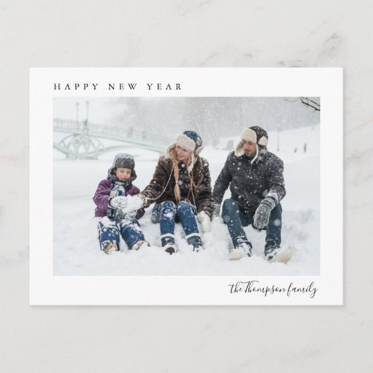 Eenvoudige, minimale, Happy Nieuwjaarsfoto Briefkaart (Voorkant)