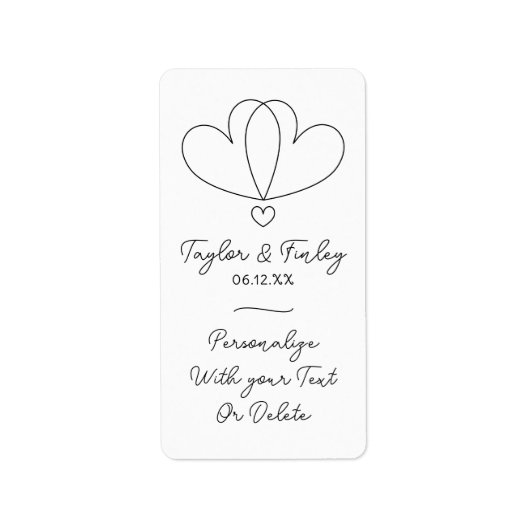 Eenvoudige minimale hart moderne aangepaste namen  etiket (Voorkant)