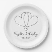 Eenvoudige minimale hart moderne aangepaste namen  papieren bordje (Voorkant)