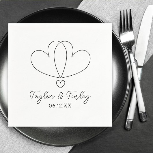 Eenvoudige minimale hart moderne aangepaste namen  servet