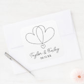 Eenvoudige minimale hart moderne aangepaste namen vierkante sticker (Envelop)