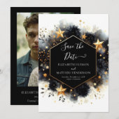 Eenvoudige minimale hemelse bruiloft save the date (Voorkant / Achterkant)