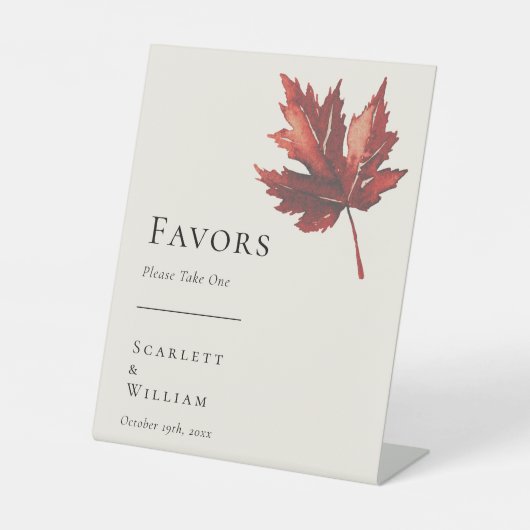 Eenvoudige minimale Herfst Leaf Cream bruiloft gun Reclamebord Met Voetstuk (Voorkant)