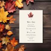 Eenvoudige minimale Herfst Leaf Cream We Do Weddin Kaart