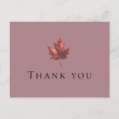 Eenvoudige minimale Herfst Leaf mauve bruiloft dan Briefkaart (Voorkant)