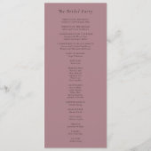 Eenvoudige minimale Herfst Leaf Mauve bruiloft Programmakaart (Achterkant)