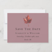 Eenvoudige minimale Herfst Leaf Mauve bruiloft Save The Date (Voorkant)