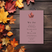 Eenvoudige minimale Herfst Leaf Mauve We Do Weddin Kaart