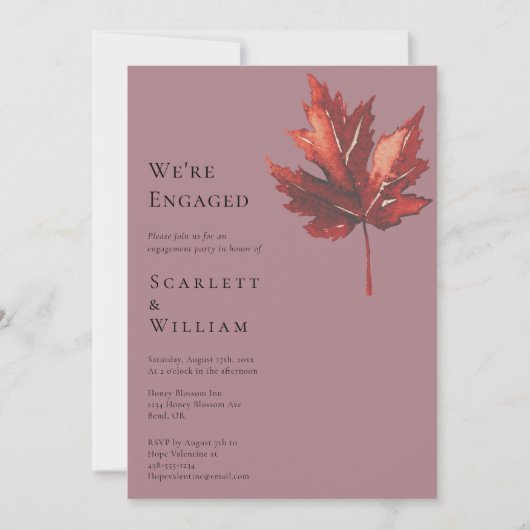 Eenvoudige minimale Herfst Leaf Mauve We zijn verl Kaart (Voorkant)