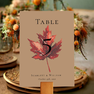 Eenvoudige minimale Herfst Leaf Terracotta bruilof Kaart