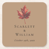 Eenvoudige minimale Herfst Leaf Terracotta bruilof Kartonnen Onderzetters (Voorkant)