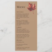 Eenvoudige minimale Herfst Leaf Terracotta bruilof Menu (Voorkant)