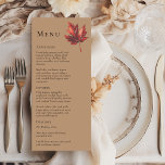 Eenvoudige minimale Herfst Leaf Terracotta bruilof Menu<br><div class="desc">Dit eenvoudige huwelijksmenu met terracotta met herfst is geïnspireerd op de delicate elegantie van de transitie van natuur, met een rustieke en eenvoudige charme die de essentie van herfst vastlegt. Dit ontwerp is voorzien van een minimalistische boho esdoornblad, op een terracotta achtergrond. Elk stuk in dit collectie nodigt u uit...</div>