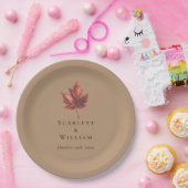 Eenvoudige minimale Herfst Leaf Terracotta bruilof Papieren Bordje (Feest)