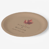 Eenvoudige minimale Herfst Leaf Terracotta bruilof Papieren Bordje (Gekanteld)