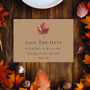 Eenvoudige minimale Herfst Leaf Terracotta bruilof Save The Date