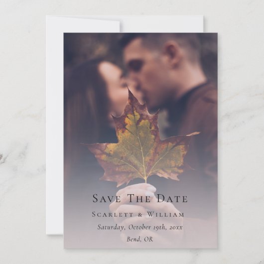 Eenvoudige minimale Herfst Sage Groene trouwfoto Save The Date (Voorkant)