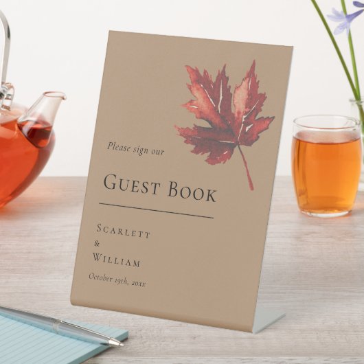 Eenvoudige minimale Herfst Terracotta bruiloft gas Reclamebord Met Voetstuk (Insitu)