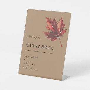 Eenvoudige minimale Herfst Terracotta bruiloft gas Reclamebord Met Voetstuk