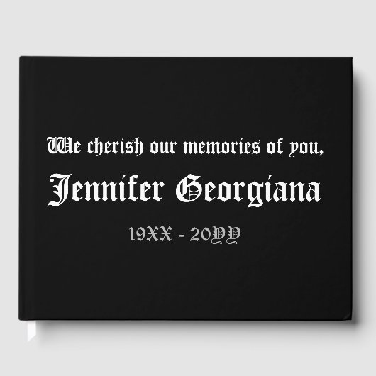 Eenvoudige, minimale herinneringen-gids gastenboek (Voorkant)