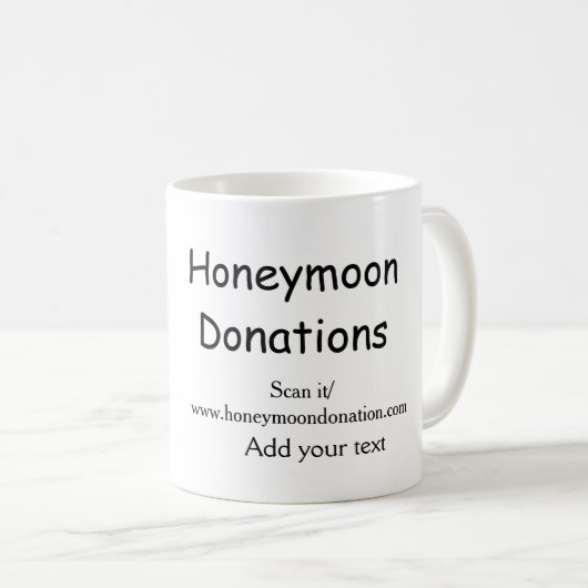 Eenvoudige minimale honingmadonatie bruiloft q of  koffiemok (Voorkant rechts)