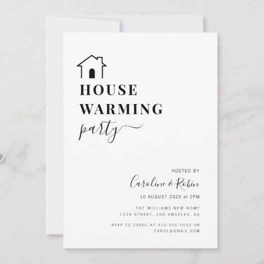 Eenvoudige minimale housewarming party kaart (Voorkant)