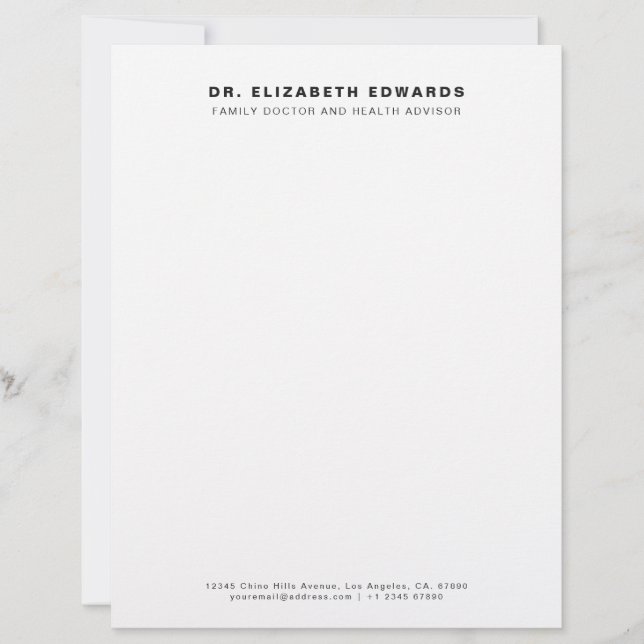 Eenvoudige Minimale Huisarts Professioneel Briefhoofd (Voorkant)