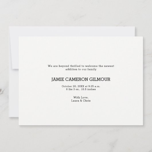 Eenvoudige minimale introductie van Baby-foto's Kaart (Achterkant)