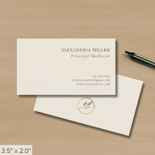 Eenvoudige minimale Ivoor Gold Leaf Logo Visitekaartje