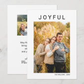Eenvoudige, minimale Joyful Holiday-fotokaart Feestdagenkaart (Voorkant / Achterkant)