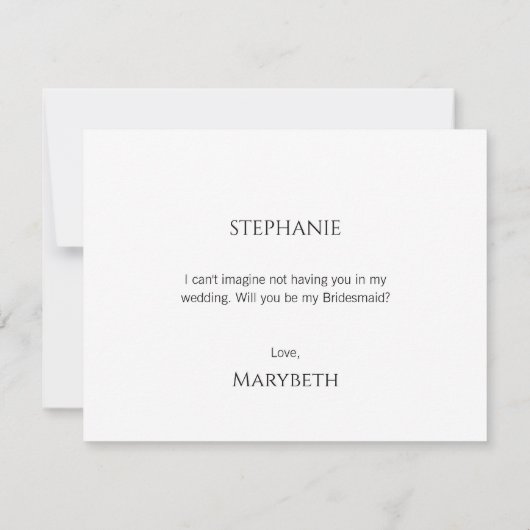 Eenvoudige Minimale Kaart van het Bridesmaid-voors (Achterkant)