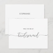 Eenvoudige Minimale Kaart van het Bridesmaid-voors (Voorkant / Achterkant)