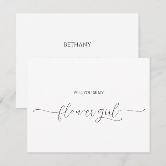 Eenvoudige minimale Kaart voor Bloemenmeisje-voors (Voorkant / Achterkant)