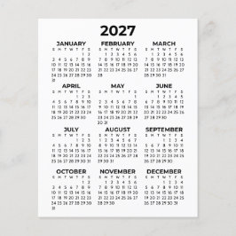 Eenvoudige Minimale Kalender 2027 Jaaroverzicht Flyer