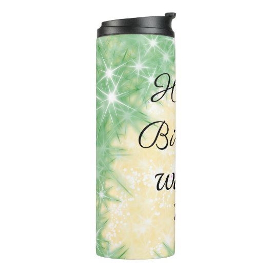 eenvoudige, minimale kalligrafie, blije verjaardag thermosbeker (Gedraaid links)