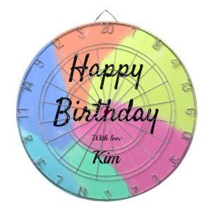 eenvoudige minimale kalligrafie gefeliciteerd met  dartbord