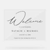 Eenvoudige minimale kalligrafie, welkom bij ons hu acryl bord (Voorkant)