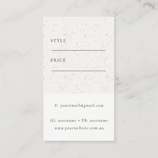 Eenvoudige Minimale Keramische Textuur Prijs Label (Achterkant)